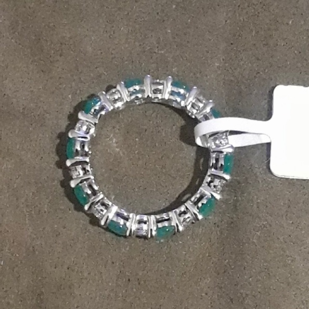 ❌❌❌SOLD❌❌❌NWOT 4.32 CTW BEAUTIFUL GREEN EMERALD AND NATURAL WHITE SAPPHIRE RING - Picture 11 of 16